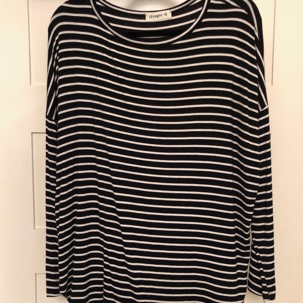 Long Sleeve black and white striped shirt